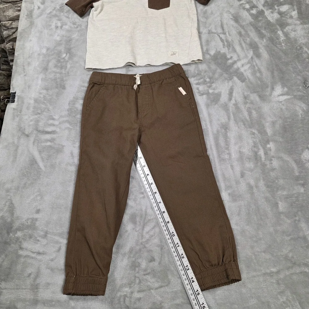 Weatherproof Vintage 2pc‎ Outfit Set Boys 4T Brown Gray Good Pocket Tee Joggers